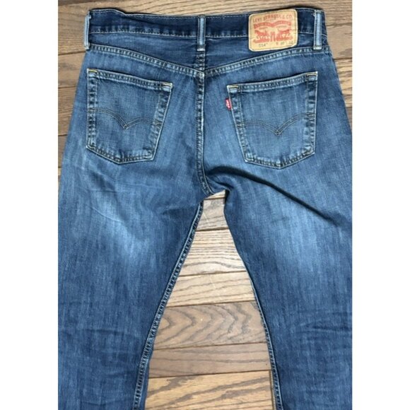 Levi's 514 Jeans Mens 32x32 Blue Slim Straight Distressed Denim Ripped Zip Fly - Picture 9 of 9